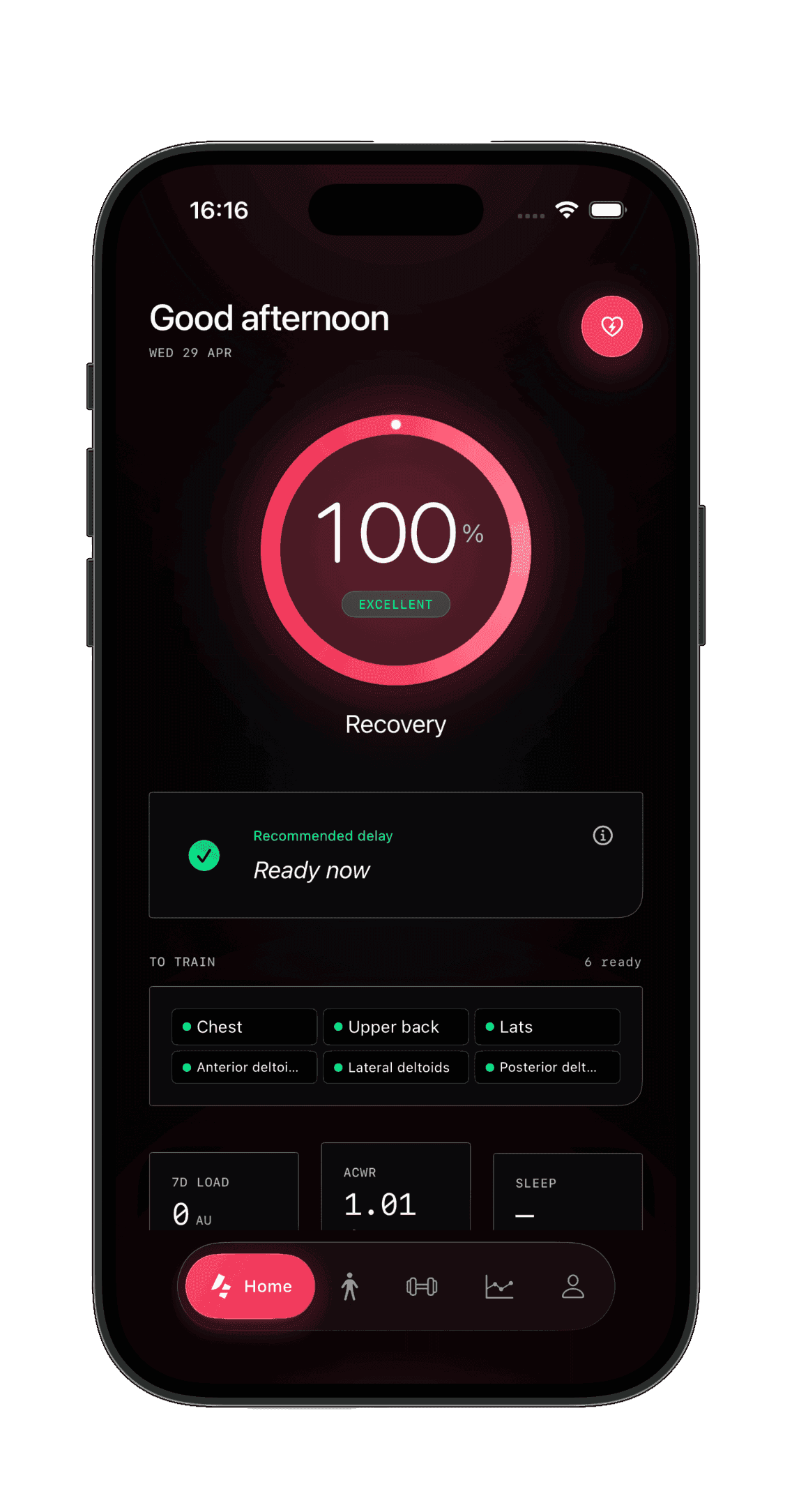 Reco4U preview: morning CNS score with workout recommendation.